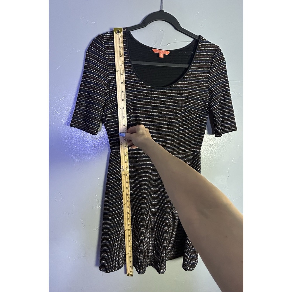 Modcloth A Line Skater Dress Women Small Striped Glitter Sparkle Rainbow Stretch - Picture 9 of 10
